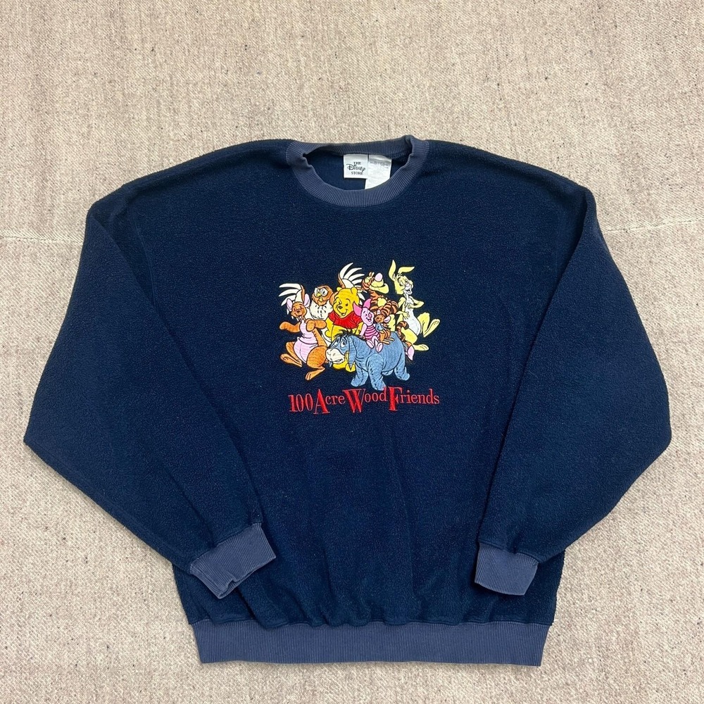 Vintage Winnie The Pooh Sweatshirt Mens Medium Blue 1990s 100 Acre Woods